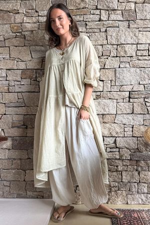 Lenni Cotton Midi Over Shirt Washed Sandstone 